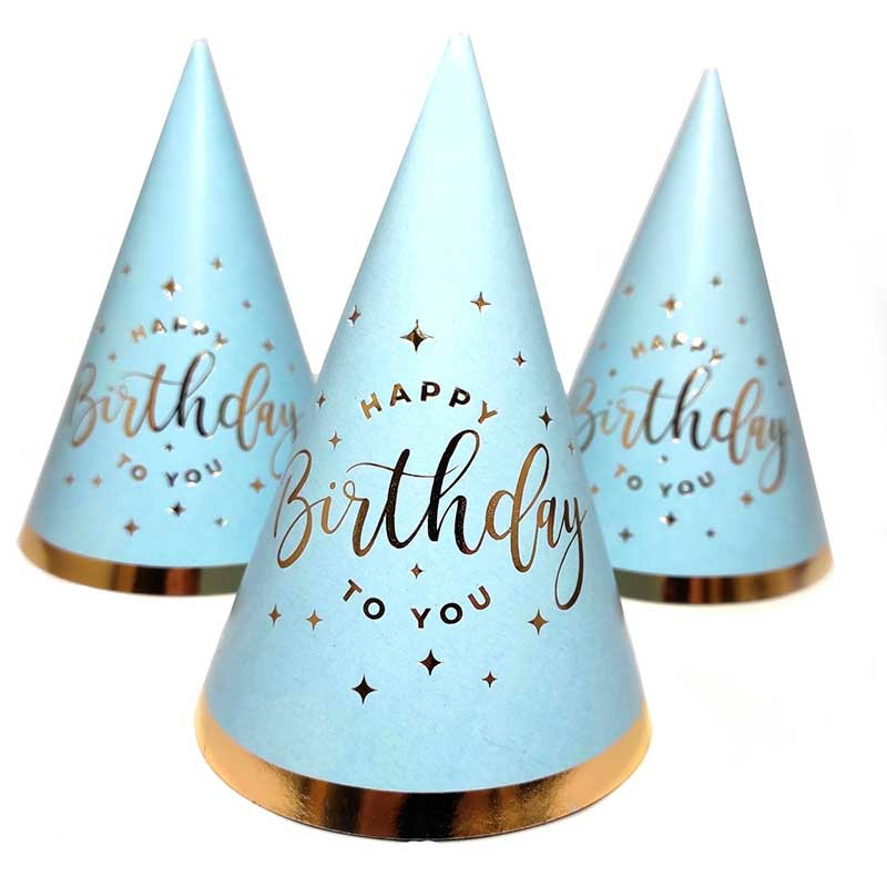 

Ковпачок святковий Happy Birthday блакитний 1шт 10060