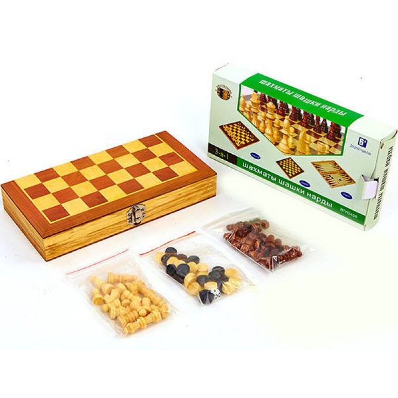 

Шахматы, шашки, нарды 3 в 1 ChessTour, код: W2408