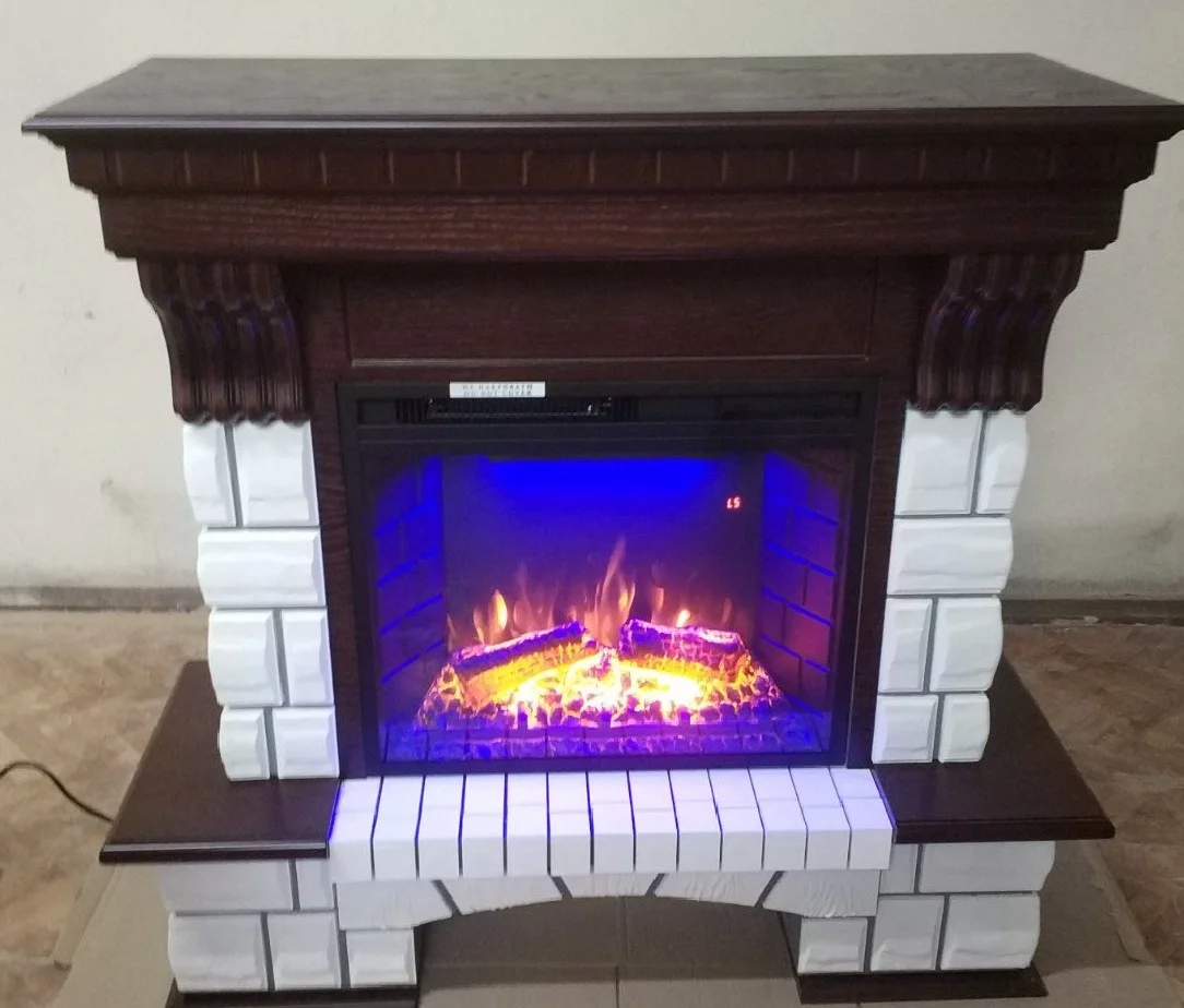 

Фронтальный камин Fireplace Таиланд Белый + Венге эффект живого пламени со звуком и обогревом