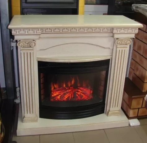 

Напольный каминокомплект Fireplace Прага Кремовый эффект живого пламени со звуком и обогревом
