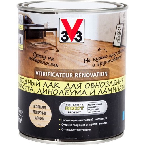 

Лак для пола V33 Renovation прозрачный матовый 2,5 л (11982264)