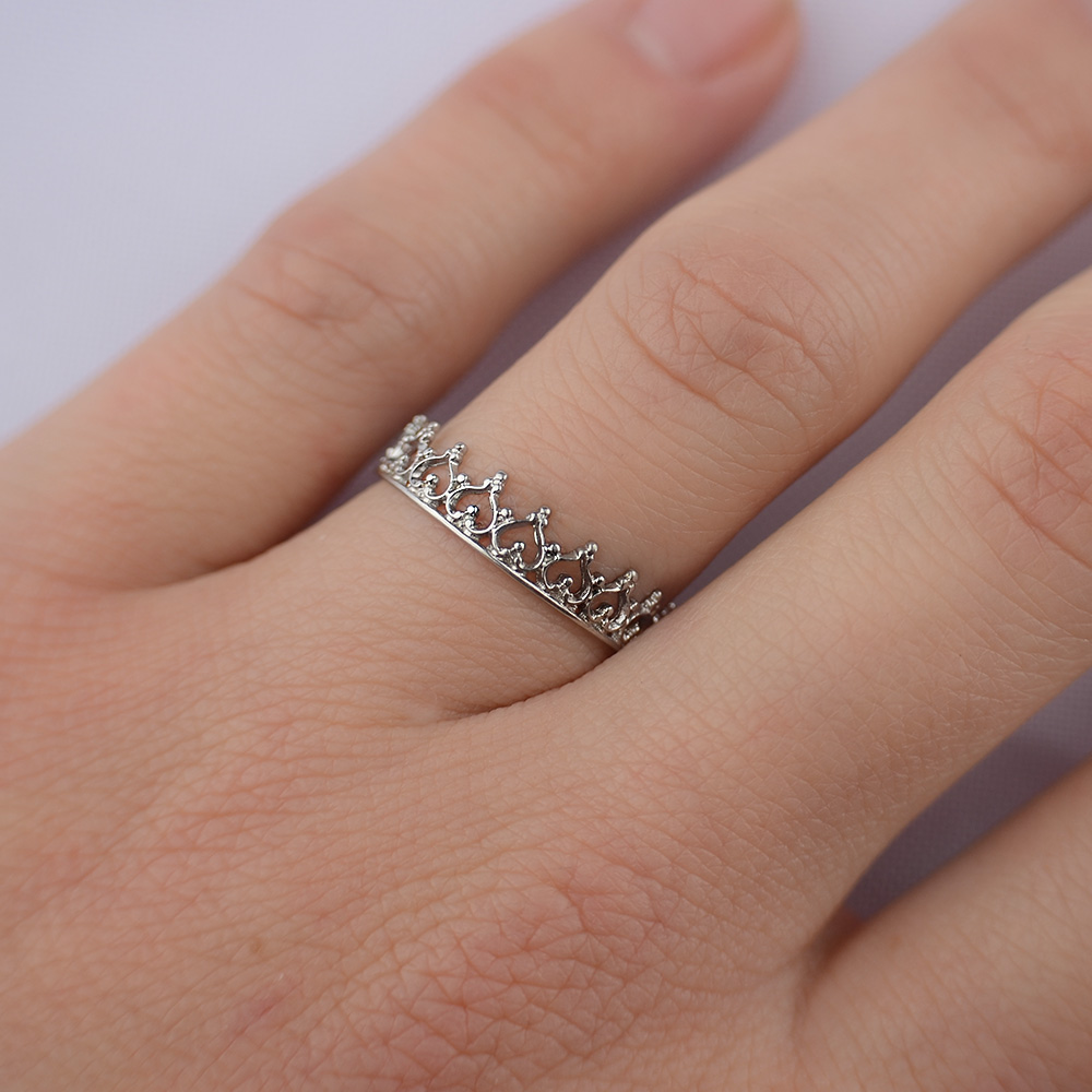 

Серебряное родированное кольцо Корона 17-kr 19.5