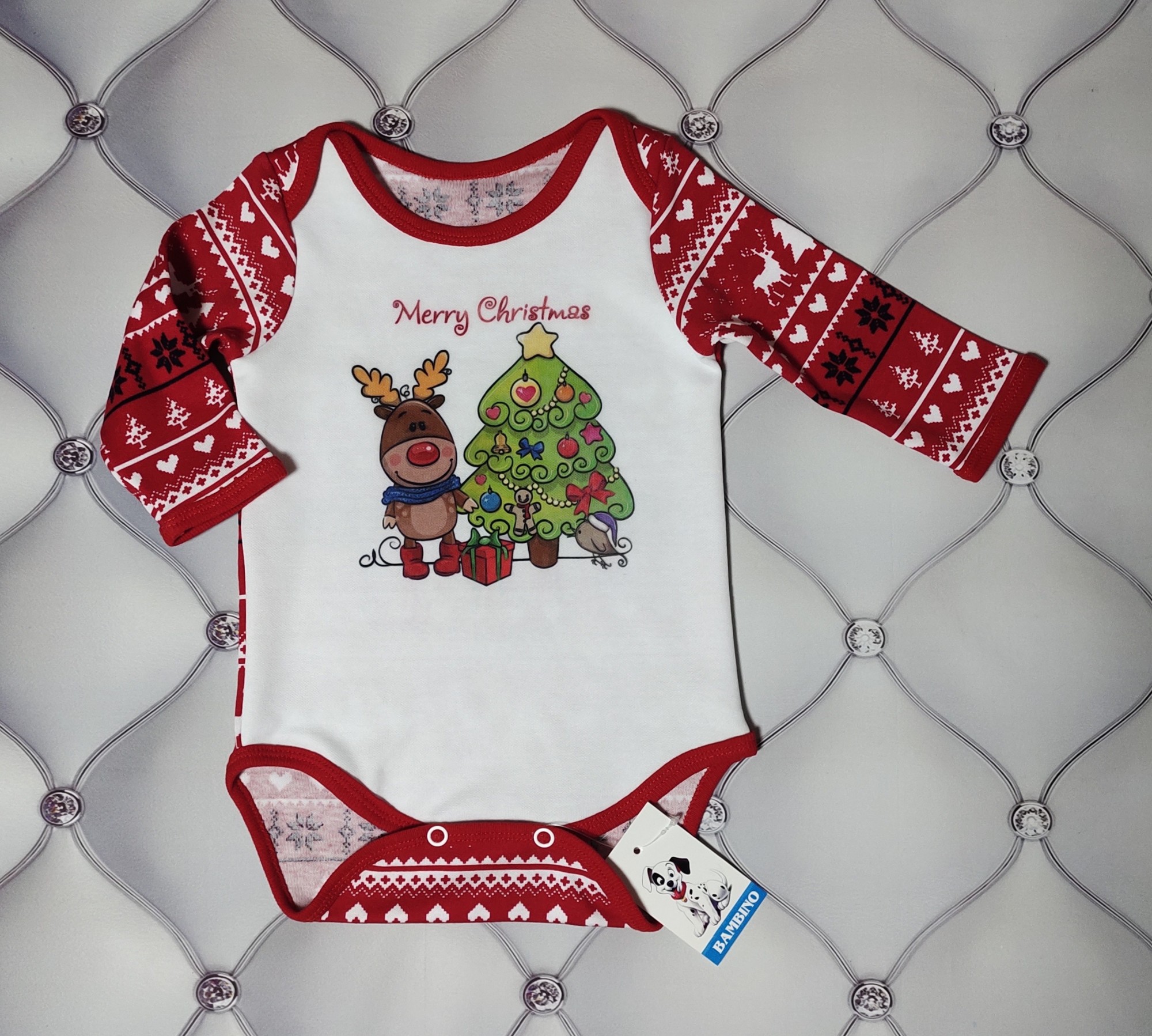 

Бодик новогодний Merry Christmas 62 см красный с белым