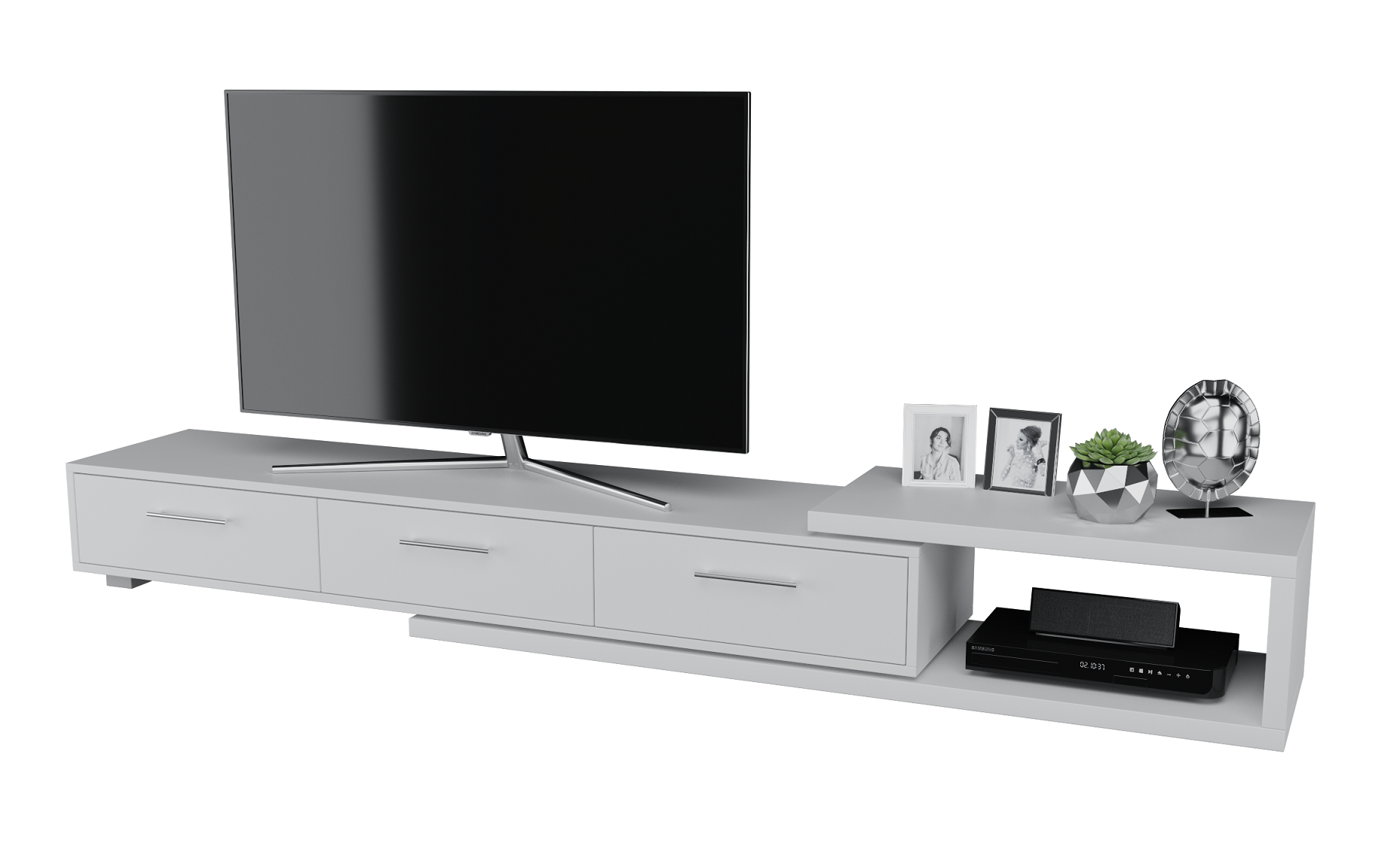 

Тумба под телевизор MebelLoft 180(160)х40х30 см Белый гладкий 5307