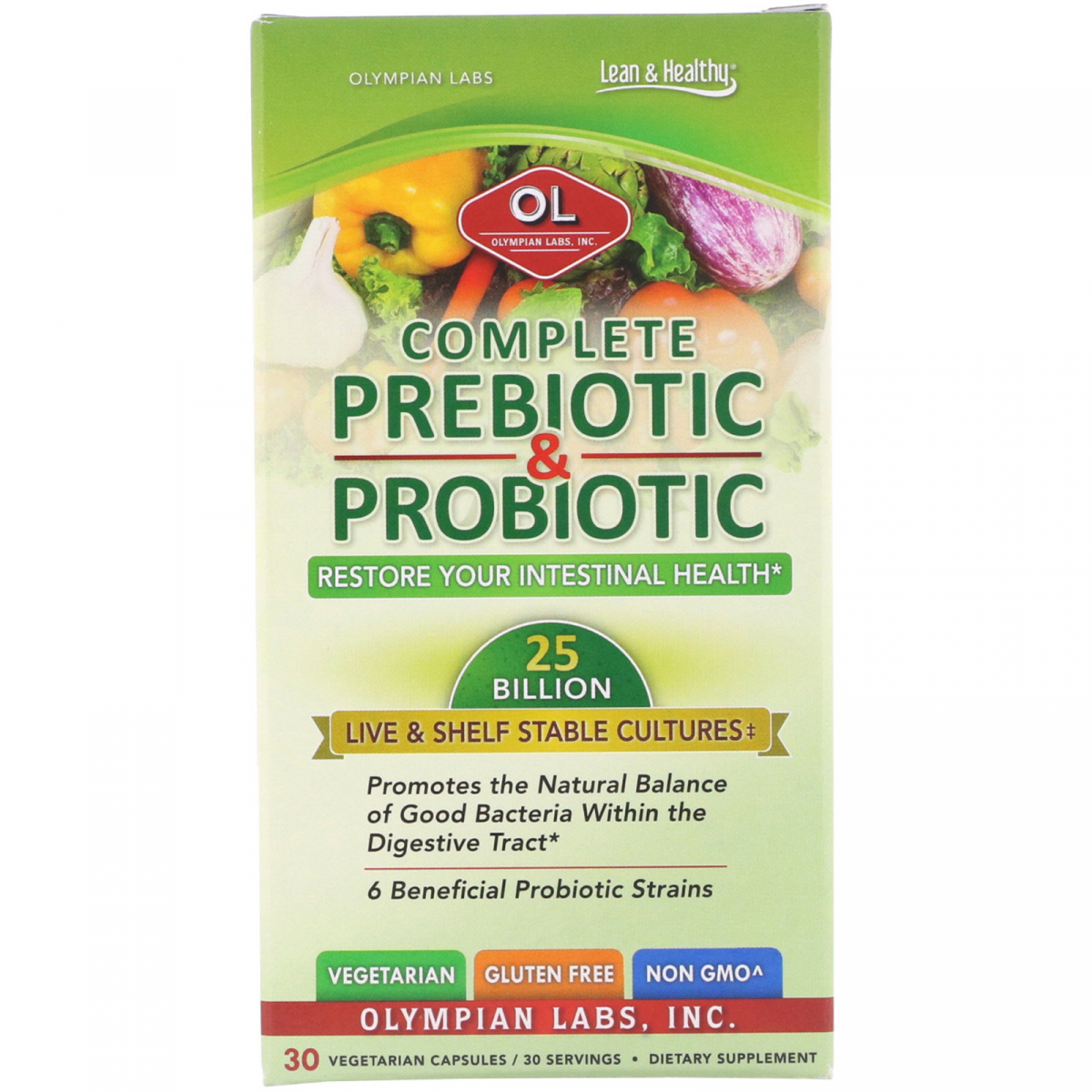

Пребиотики и пробиотики Olympian Labs Inc. (Complete Prebiotic & Probiotic) 30 вегетарианских капсул