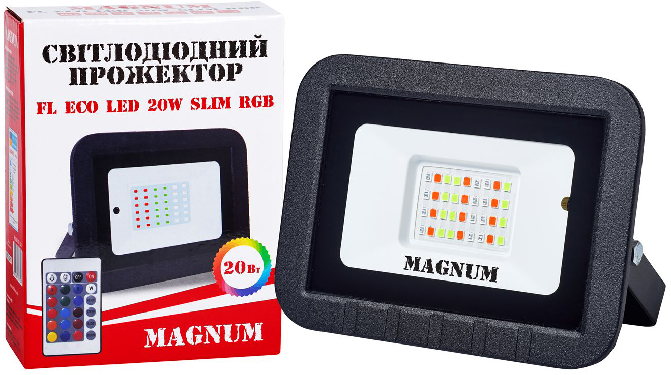 

Светодиодный прожектор MAGNUM FL ECO LED slim 20Вт RGB IP65 (90018140)
