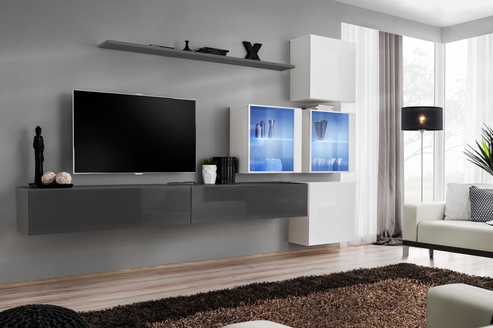 

Меблева стінка Switch XIX ASM 27 GW SW 19 графіт/ білий
