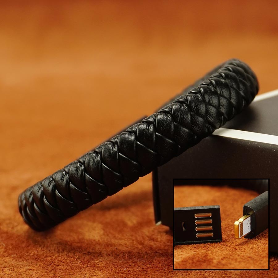 

Мужской браслет-кабель Baellerry USB 2.0 - Apple Lightning Чёрный 19.5 см