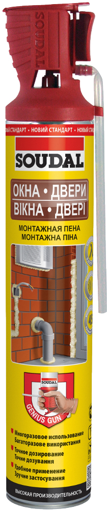 

Пена монтажная зимняя Soudal 750 мл, Genius gun [0000100000007500GG]