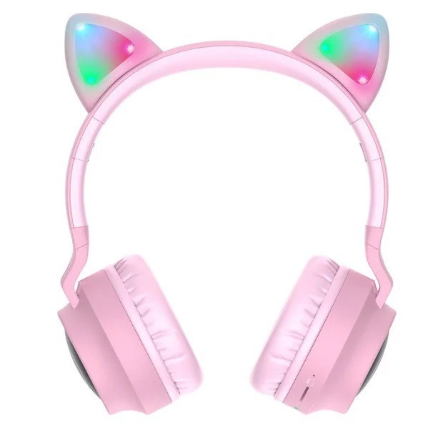 

Наушники беспроводные Hoco W27 с кошачьими ушками LED подсветка Bluetooth Cat Ear Cheerful Pink