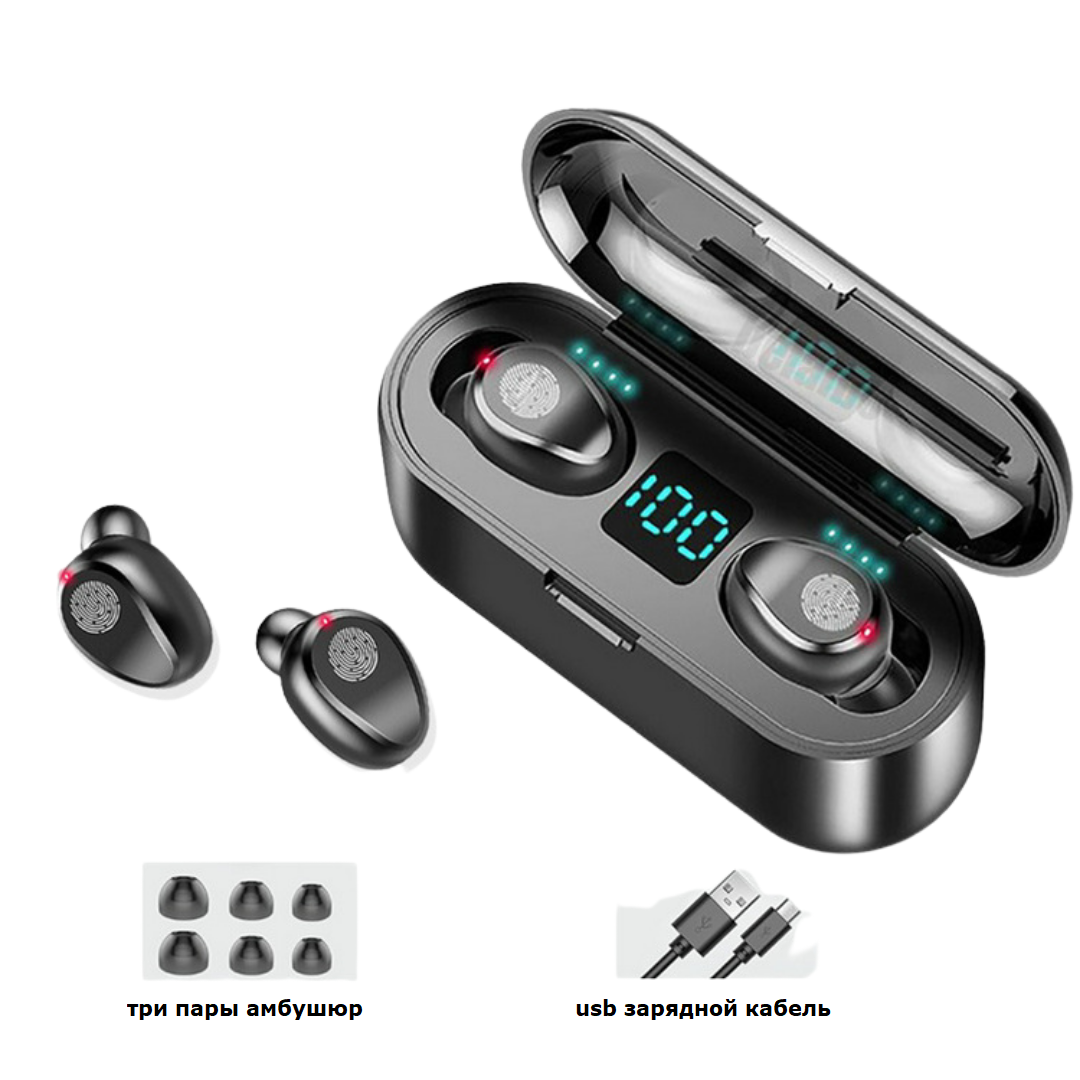 

Беспроводные наушники TWH F9 Kids с Power Bank 2000mAh сенсорные Black (4231OE)