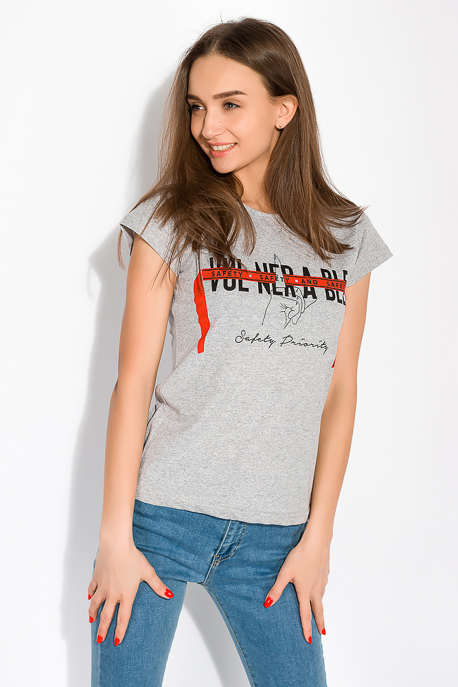 

Футболка с принтом на груди Time of Style 147P016-3 M Светло-серый/меланж