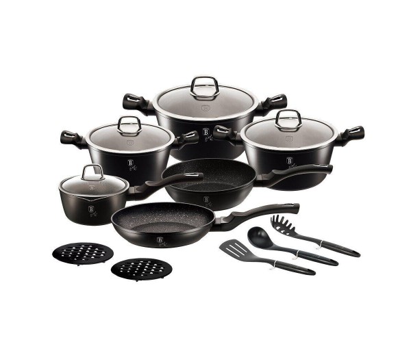 

Набор посуды 15 предметов Berlinger Haus BLACK SILVER Collection (BH-6155)