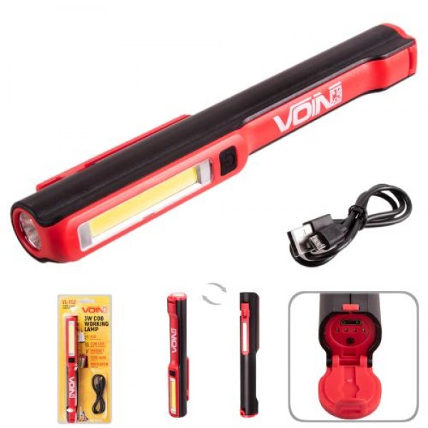 

Переноска "VOIN" VL-102, 3W-COB+3W XPE/АКБ1200mAh/магнит/инд. заряда (VL-102)