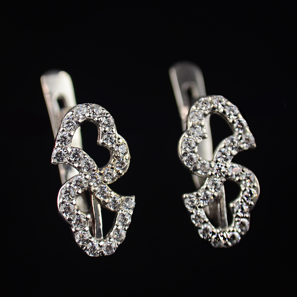 

Сережки серебряные с английским замком Сердечки sr-7