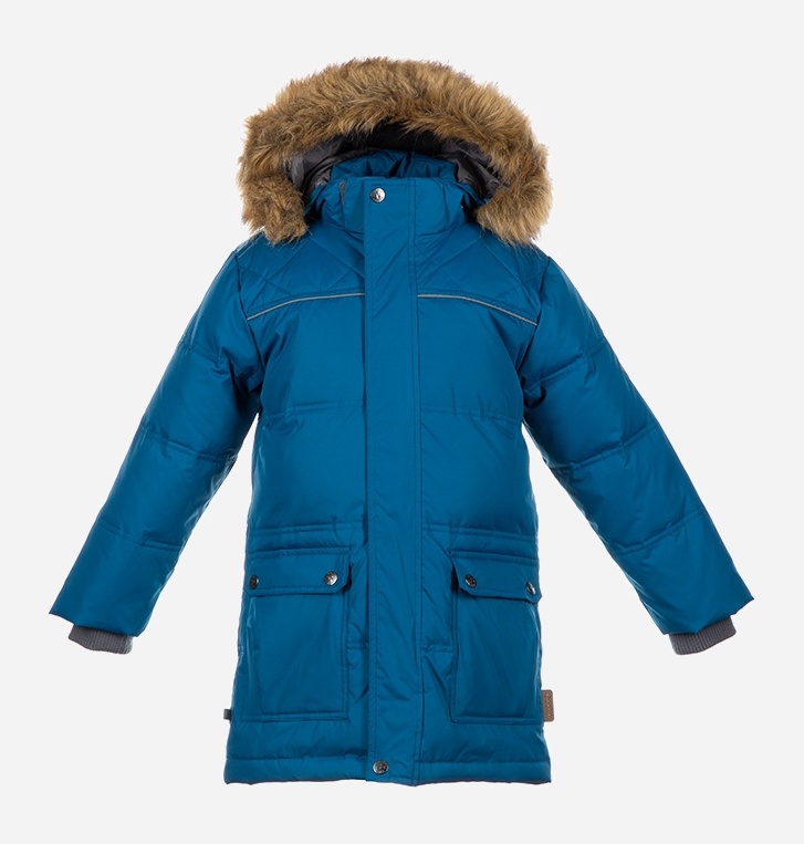 Акция на Дитяча зимова пухова куртка-парка для хлопчика Huppa Lucas 17770055-80066 128 см от Rozetka
