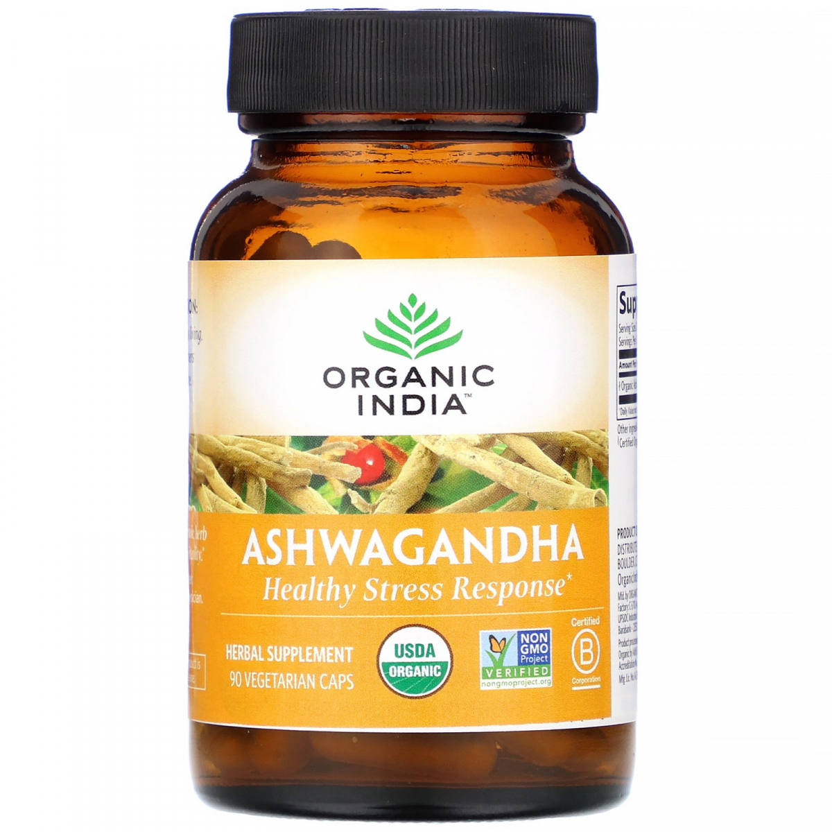 

Органическая ашвагандха, Organic India, 90 растительных капсул
