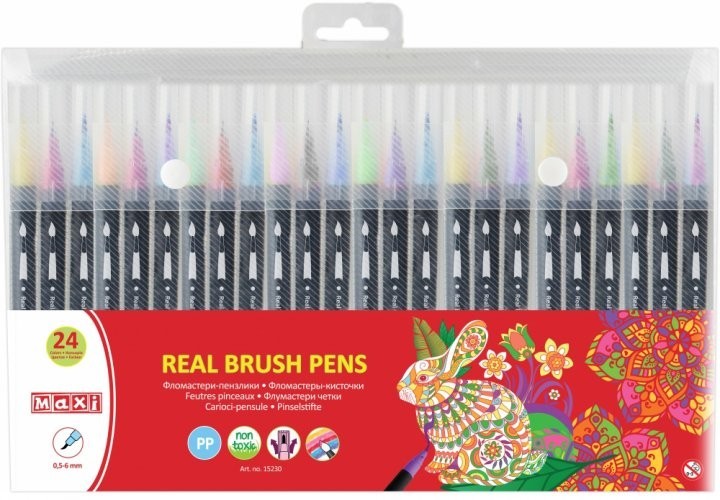 

MAXI Фломастеры - кисточки 24 цв. REAL BRUSH MX15230