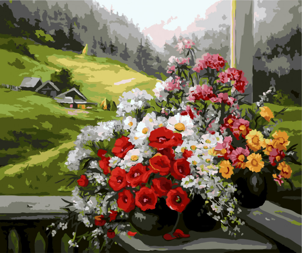 

Картина по номерам. Brushme "Букеты на окне" GX9500, 40х50 см