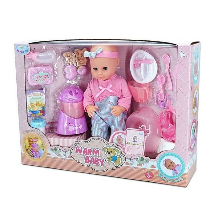 

Детский игровой набор "Пупс" Warm Baby с аксессуарами (Розово-голубой костюмчик) WZJ026G-2