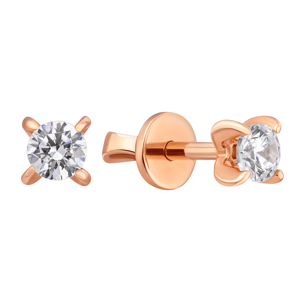 

Серьги-пуссеты в красном золоте с фианитом S Zirconia 000099254
