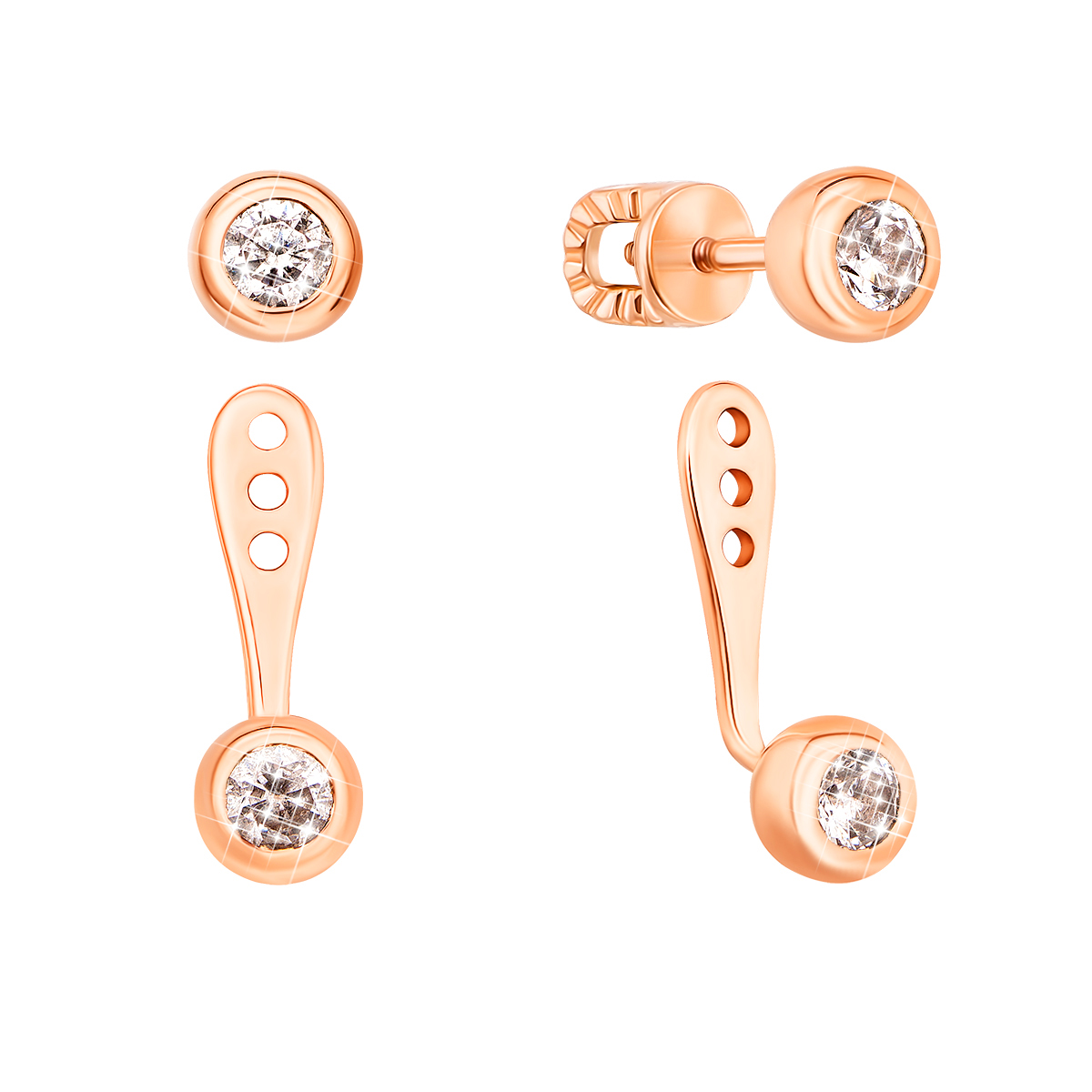 

Серьги-пуссеты из красного золота Малика с фианитом S Zirconia 000122455