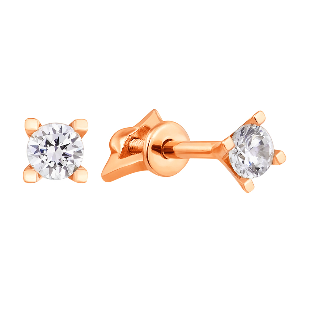 

Серьги-пуссеты из красного золота с фианитом S Zirconia 000036959