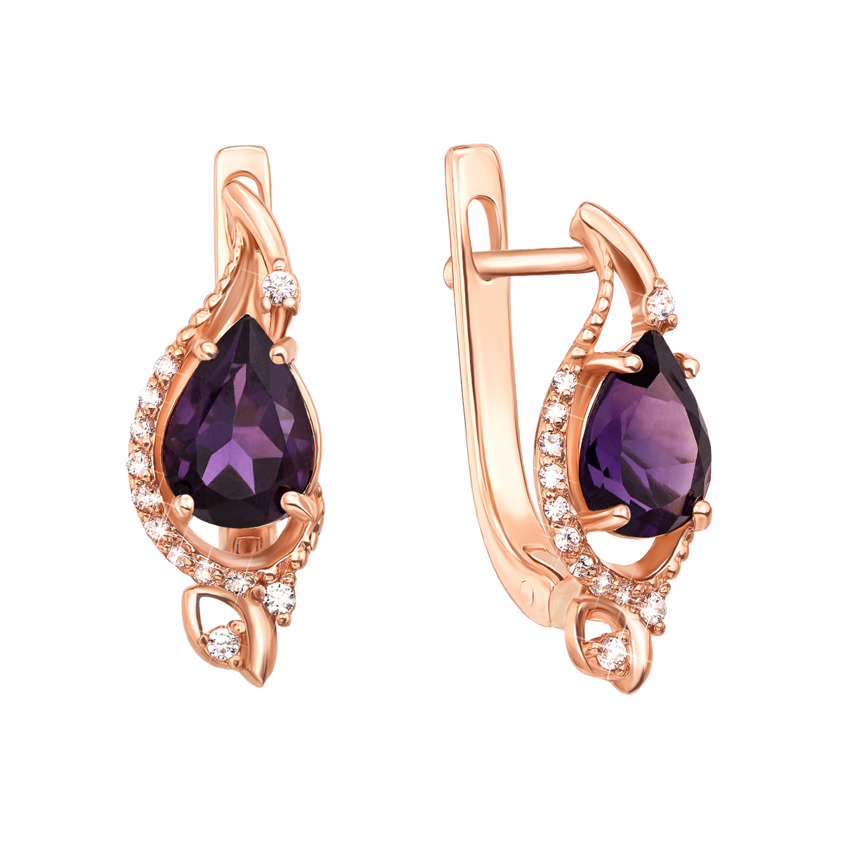 

Серьги из красного золота с аметистами и фианитами 000133915