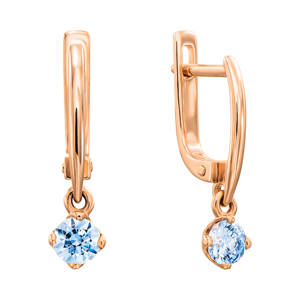 

Серьги-подвески из красного золота с голубым фианитом S Zirconia 000138547