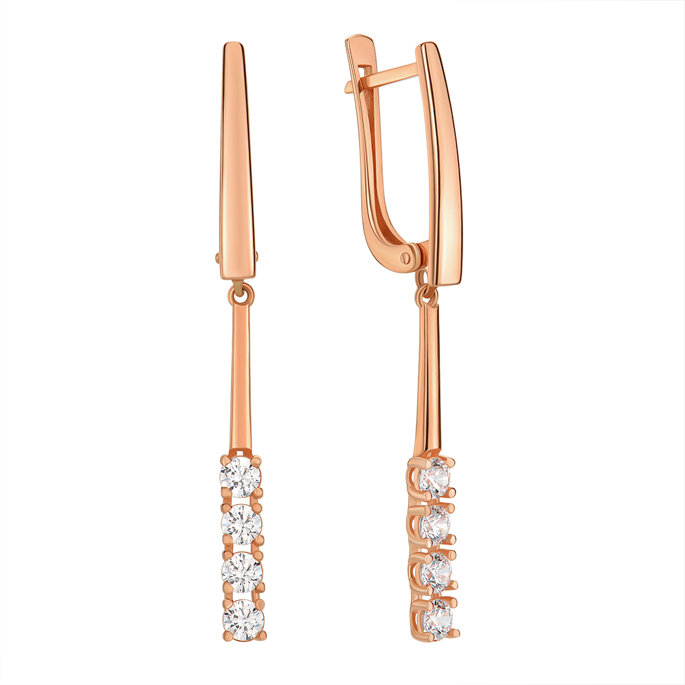 

Серьги-подвески из красного золота с фианитом S Zirconia 000145411