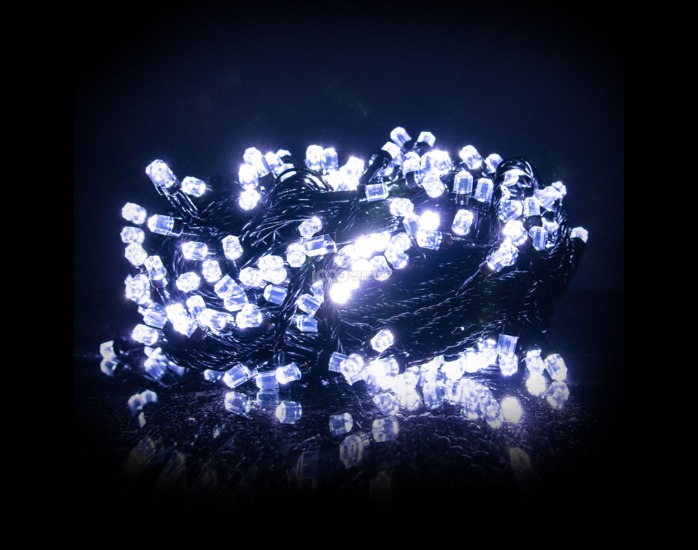 

Гирлянда цепь светодиодная 20 м 400 LED 8 режимов черный шнур лампочки кристалл Холодная Белая