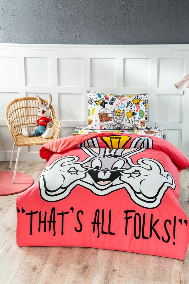 

Подростковое постельное белье ранфорс Ozdilek Bugs Bunny Smile полуторный 8697353450242