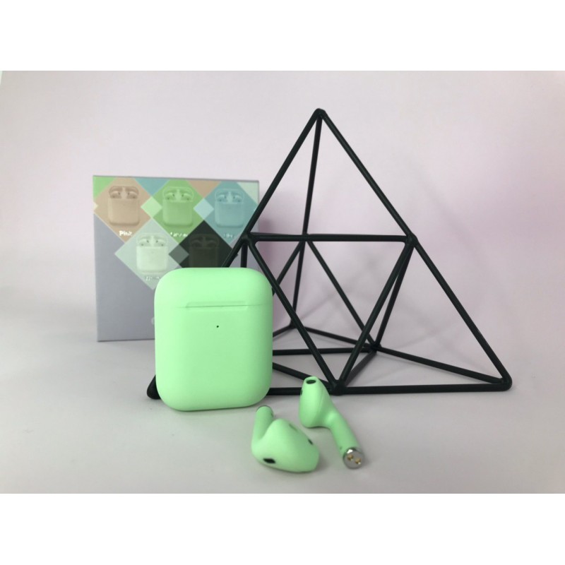 

Наушники компактные портативные беспроводные с зарядным футляром Macaroon AP2 light green зеленый