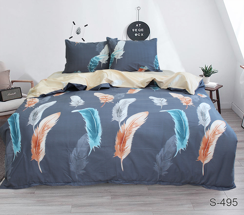 

Комплект постельного белья ТАГ Полуторный Сатин люкс поcтільна білизна 150x215 см Простынь классическаяS495