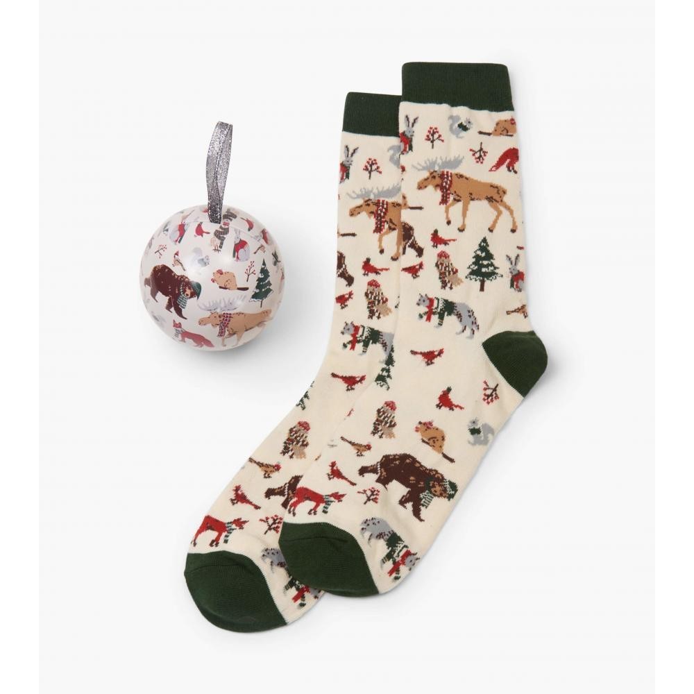 

Шкарпетки Hatley в ялинковій прикрасі Woodland Winter бежевий O/S