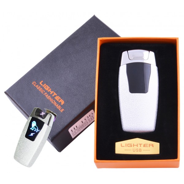 

Электроимпульсная зажигалка в подарочной коробке Лев HL-106 White
