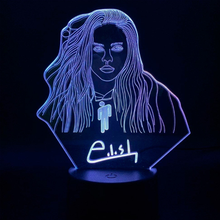 

Настольный светильник-ночник Билли Айли 3D MOON LAMP Billie Eilish 16 Цветов (7293)