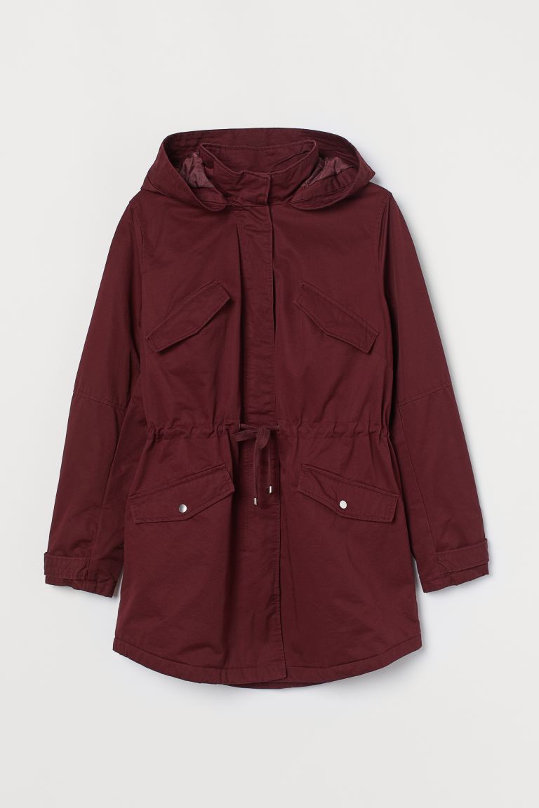

H&M+ Парка из хлопкового твила H&M  Бордовый, H&M+ Парка из хлопкового твила H&M 3xl Бордовый