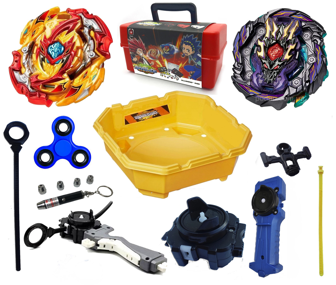 

Набор Бейблейд 235 Арена + 2 Бебйлейда + Бокс для хранения + 3 запускача + Спинер + Лазерная указка