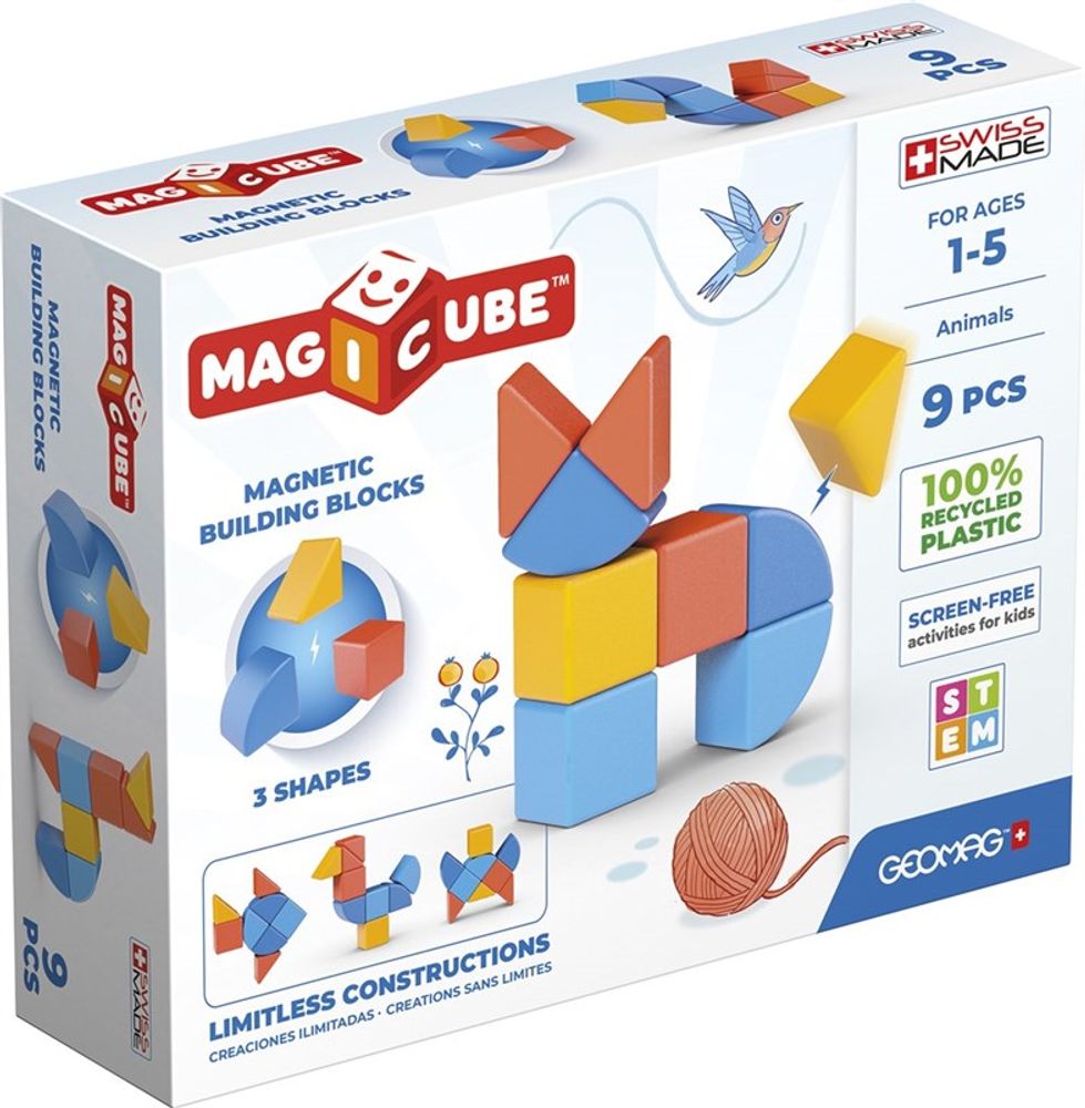 

Магнитный конструктор Geomag Magicube 3 Shapes Recycled Animals 9 элементов (G201)