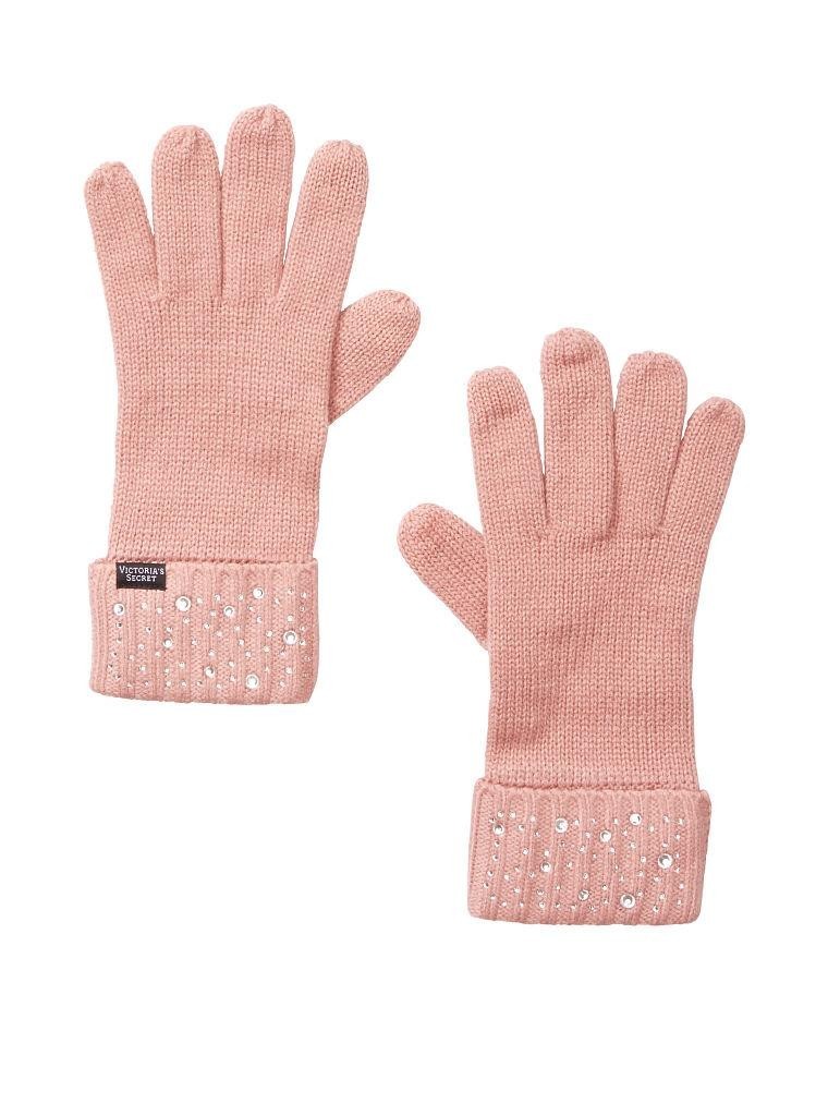 

Женские перчатки Victorias Secret тёплые вязаные, розовый, 411926, размер M
