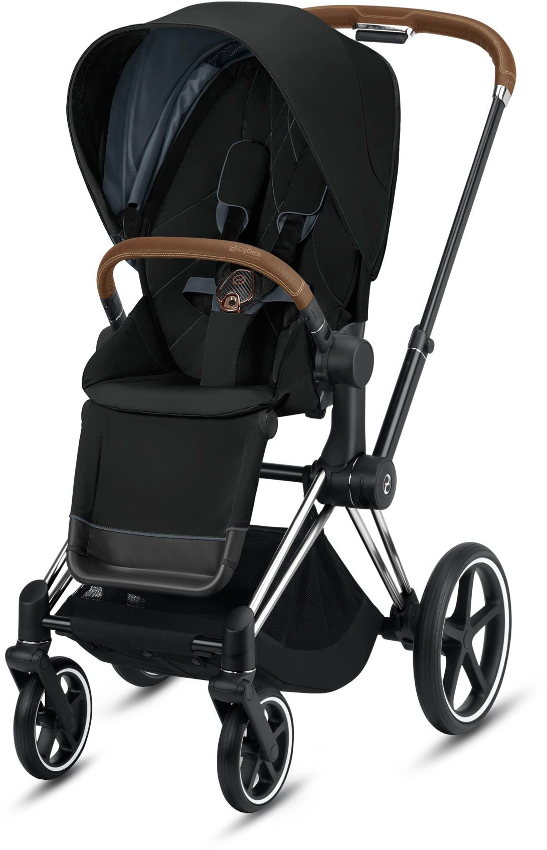 

Прогулочная коляска Cybex e-Priam Deep Black шасси Chrome Brown