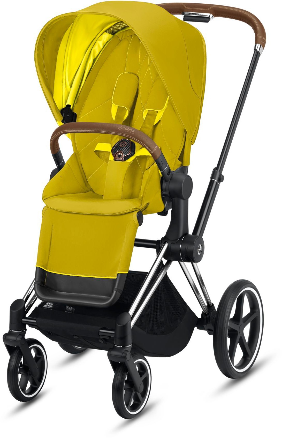 

Прогулочная коляска Cybex e-Priam Mustard Yellow шасси Chrome Brown