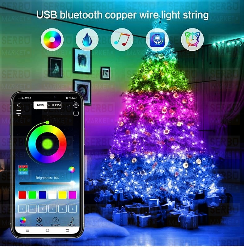 

Гирлянда LED RGB + Bluetooth IP44 USB MEIG - IT 10 метров