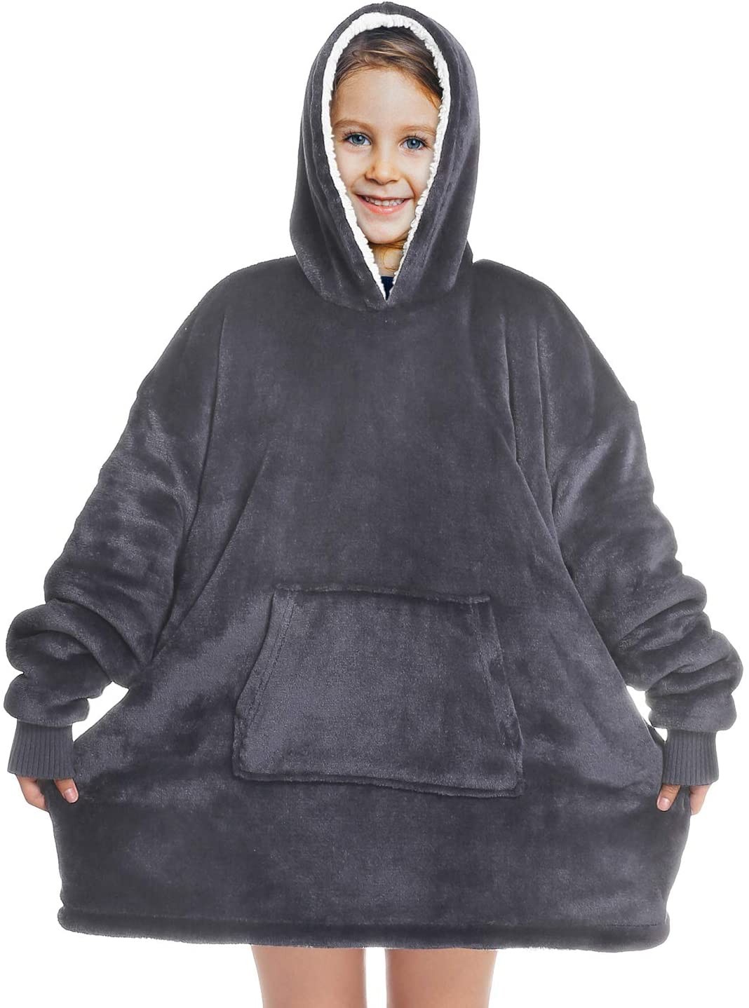 

Плед-толстовка Huggle Hoodie, халат с капюшоном и рукавами унисекс (серый)