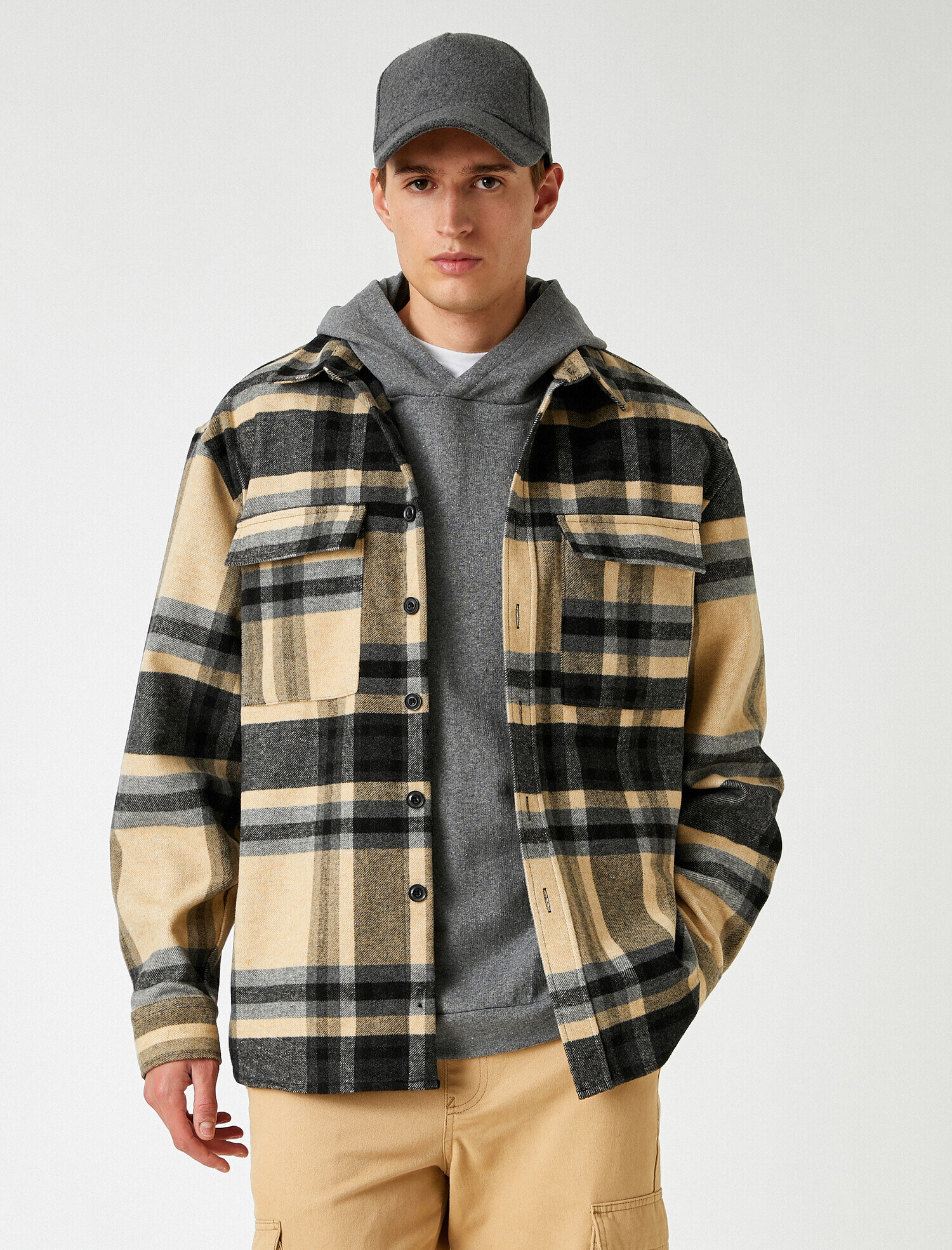 

Куртка-рубашка Koton 2KAM21180OW-28W  Ecru Check, Куртка-рубашка Koton 2KAM21180OW-28W XL Ecru Check