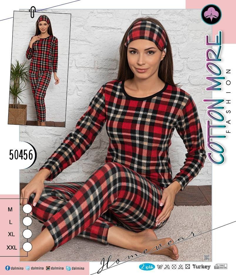 

Жіноча байкова піжама / Жіноча флісова піжама штани і кофта Cotton More XL 50456