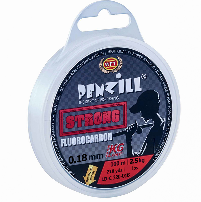 

Флюорокарбон WFT Penzill Fluorocarbon Strong 0.18mm 2.5kg 100m (1D-C 320-018)