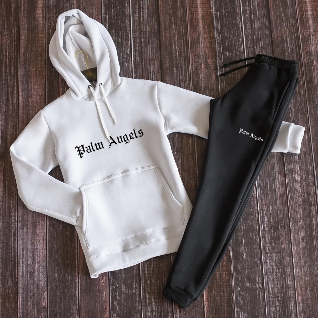 

Мужской спортивный костюм теплый на флисе Palm Angels OC0002 рXL черно-белый