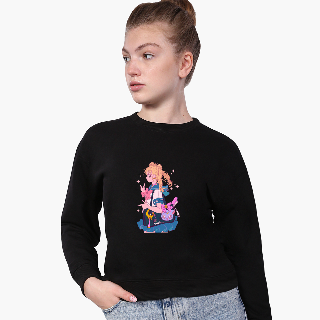 

Свитшот для девочек Сейлор Мун (Sailor Moon) (9509-2910-7) 146-152 см Черный